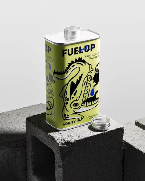 Fuel Me Up Tea Branding and Packaging Design - World Brand Design Society Drinks Branding Design, Package Design Ideas Creative, Can Design Packaging, Drink Can Design, Soda Can Design, Can Branding, Beverage Packaging Design, Tea Branding, Metal Packaging