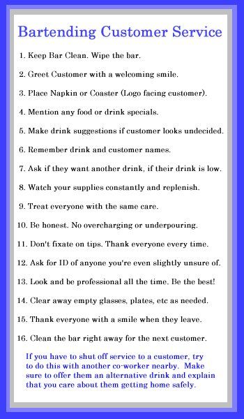 Bartending Customer Service Checklist Tips For Bartending, Bartending Pour Count, Pour Counts Bartending, Bar Manager Ideas, Bartending Tips And Tricks, Bartending For Beginners, Beginner Bartender Tips, Basic Bartending Drinks, Bartender Tips And Tricks