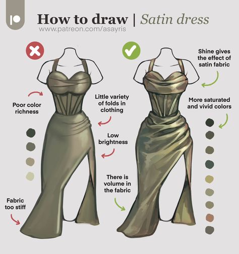 (1) Asayris en X: "How to draw ✍🏻 Satin dress 💚 https://t.co/KkXBmzs9uj" / X