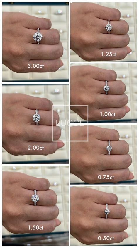 Engagement Ring Carat Size Chart, Wedding Rings Carat Size, Carat Ring Size Chart, Diamond Ring Size, Karat Ring Size Chart, Wedding Ring Carat Size, 2 Carat Circle Engagement Ring, .75 Ct Engagement Ring, Ring Karat Sizes