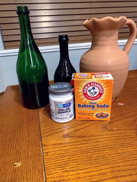 How To Paint Vase With Baking Soda, Diy Vase With Baking Soda, Baking Soda In Paint, Painted Vases With Baking Soda, Paint Vases With Baking Soda, Paint Baking Soda Vase, Baking Soda Paint Vase Diy, Painting Vases With Baking Soda, Paint And Baking Soda Vases