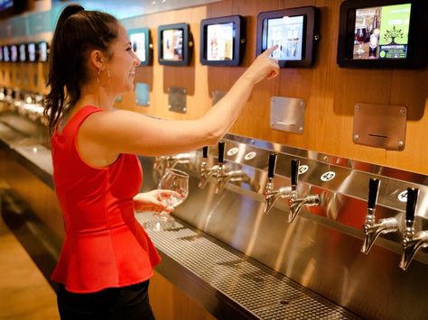 Touch-Screen Self-Serve Taps Take Off As Costs Rise For Bars : NPR Tap Beer, Beer Wall, Senior Living Communities, My Bar, Self Serve, Beer Taps, Retail Interior, Internet Of Things, Useful Things