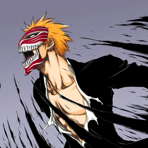 Bleach Ichigo Hollow, Ichigo Hollow Mask, Bleach Colored Manga, Ichigo Hollow, Hollow Mask, Ichigo Manga, Urahara Kisuke, Rukia Kuchiki, Bleach Anime Art