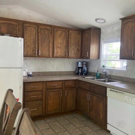 How to Upgrade Dated Honey Oak Cabinets | Hometalk Briwax On Honey Oak Cabinets, Gel Stain Over Honey Oak Cabinets, Redoing Kitchen Cabinets, Staining Kitchen Cabinets, Honey Oak Kitchen Cabinets, Oak Kitchen Ideas, Redoing Kitchen, Painting Wood Cabinets, Dark Oak Cabinets