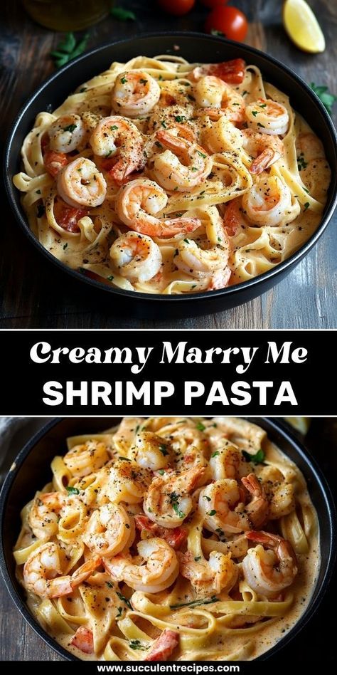 Indulge in this Rich and Creamy Marry Me Shrimp Pasta! A delicious combination of tender shrimp, garlic, and creamy sauce that will win over anyone's heart. Tequila Shrimp Pasta, Marry Me Shrimp Pasta All Recipes, Best Cajun Shrimp Pasta, Marry Me Pasta Shrimp, Italian Recipes With Shrimp, Creamy Sausage And Shrimp Pasta, Shrimp Marry Me Pasta, Marry Me Chicken And Shrimp Pasta, Vegetarian Shrimp Recipes