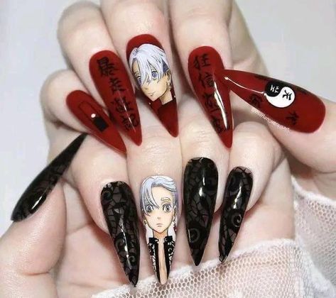 Tokyo Revengers Nails Ideas, Tokyo Revengers Nails Art, Tokyo Revengers Nails, Anime Nail Art, Diy Fashion Photography, Anime Nail, Izana Kurokawa, Nail Tip Designs, Anime Nails