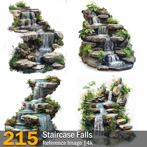 Staircase Falls | Reference Images | 4k,  on ArtStation at https://www.artstation.com/artwork/49DZPn