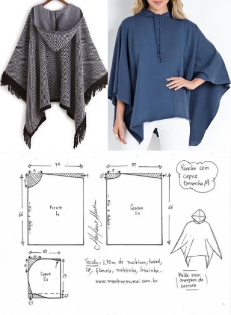 Diy Poncho, Poncho Pattern Sewing, Sewing Clothes Women, Fashion Design Patterns, Sewing Tutorials Clothes, Poncho Pattern, Sew Ins, Blouse Pattern Sewing, Easy Sewing Patterns