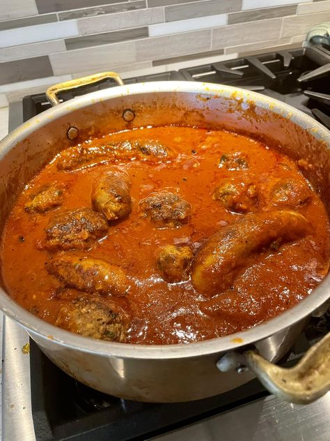 Sausage And Meatballs Recipes, Meat Sauce With Italian Sausage, Best Sunday Sauce Recipe, Sausage In Tomato Sauce, Sausage And Meatballs Pasta, Meatballs And Sausage In Sauce, Italian Sausage In Sauce, Meatball And Sausage Recipes, Italian Meat Sauce Sunday Gravy