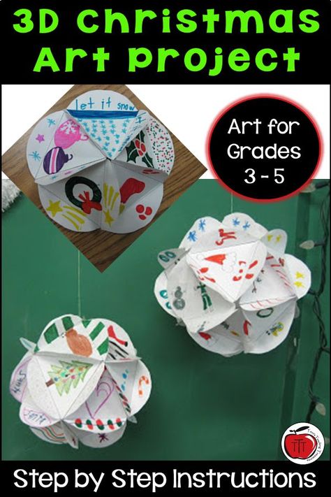 Christmas Craft 3rd Grade, 5th Grade Christmas Crafts, 4th Grade Christmas Crafts, Intermediate Art, Top Teacher, Christmas Symbols, 3d Art Projects, Christmas Art Projects, Winter Art Projects