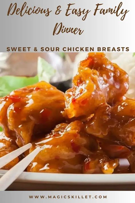 Slow cooker sweet and sour chicken breasts. Cubed chicken breasts with pineapples and soy sauce, cooked in a slow cooker. Yummy!#SlowCookerChicken #SweetandSourChicken #ChickenBreasts #PinterestRecipes #PinterestFood Pineapple Chicken Breast, Sweet Sour Chicken, Sweet N Sour Chicken, Chicken Slow Cooker Recipes, Easy Family Dinners, Best Chicken Recipes, Pinterest Recipes, Crockpot Chicken, Slow Cooker Chicken