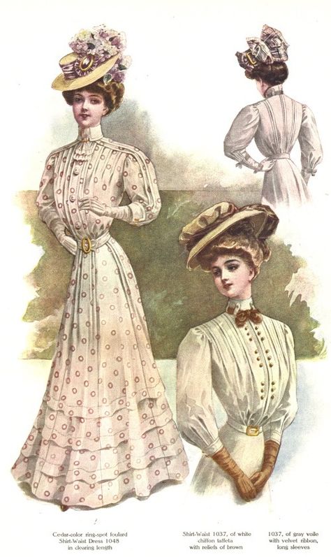 1900s Dresses History- Day, Afternoon, Party Styles 1900 Fashion Plate, Edwardian Day Dress, Edwardian Era Dress, Dress 1900, 1900s Dress, Edwardian Era Fashion, Vintage Prairie Dress, 1900 Fashion, Walking Dress