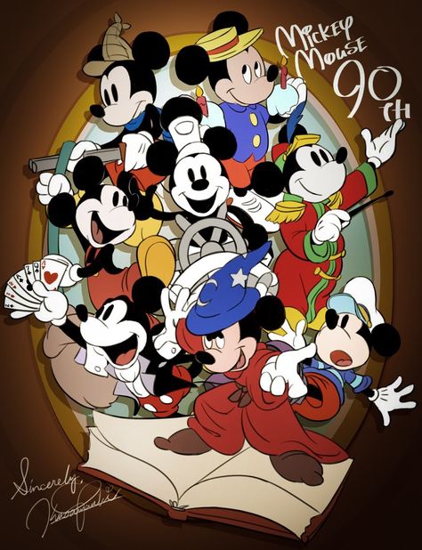 Mickey Through The Years, Old Mickey Mouse, Anniversary Wallpaper, Vintage Disney Art, Mickey Mouse Illustration, Original Mickey Mouse, Mickey Mouse Vintage, Old Cartoon Characters, Disney Illustration