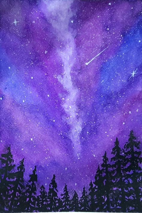 Milky way 
Shooting stars 
Galaxy 
Starry night Galaxy Watercolor Painting, Write Inspiration, Galaxy Painting Acrylic, Easy Watercolor Painting Ideas, Watercolor Painting Easy, Galaxy Drawings, Galaxy Watercolor, Easy Watercolor Painting, Space Watercolor