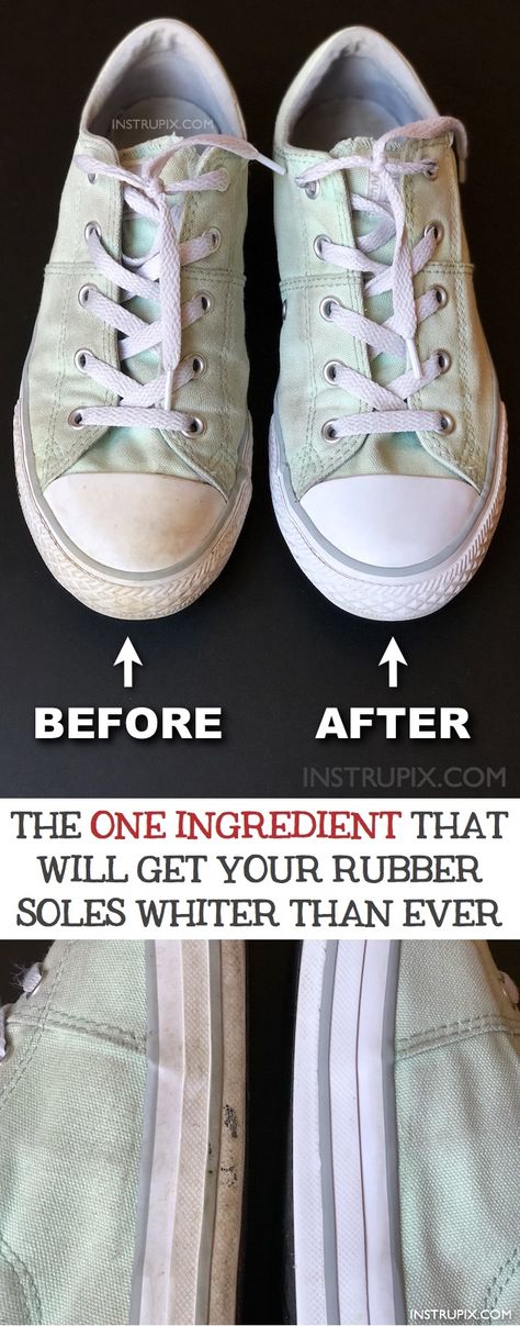 How to make the rubber soles on your converse or other shoes super white and clean with one ingredient! This little trick takes less than 5 minutes and is super easy! Instrupix.com Clean White Shoes, Cleaning Shoes, How To Clean White Shoes, Shoe Hacks, Clean Baking Pans, Cleaning Painted Walls, Shoe Cleaning, Shoes Hack, Deep Cleaning Tips