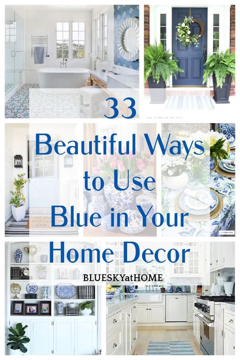 33 Beautiful Ways to Use Blue in Your Home Decor. Get great ideas for using blue in every room. Blue is a classic color scheme for your home. Blue And White Chinoiserie Decor, Blue Accents Living Room, Chinoiserie Living Room, Blue Living Room Color, Blue And White Decor, Blue And White Living Room, Red Valentine, Blue And White Chinoiserie, Casa Country