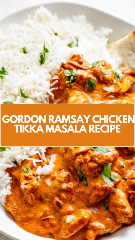 This delicious Chicken Tikka Masala is a creamy, flavor-packed dish that’s quick and easy to make. Inspired by Gordon Ramsay, it’s the perfect meal for busy nights, offering a rich, aromatic sauce and tender chicken. With simple, common ingredients, you can create a comforting dish that’s sure to impress! Few Ingredients Chicken Recipes, Best Chicken Tikka Masala, East Recipes For Two, Tikka Masala Recipe Authentic, Tikka Marsala Chicken, High Protein Chicken Tikka Masala, Low Calorie Chicken Tikka Masala, Best Tikka Masala Recipe, Chicken Tiki Masala Recipe Crock Pot