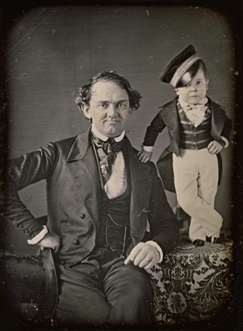 (Little person, big reputation) P.T. Barnum and General Tom Thumb  [Marcus Aurelius Root] Circus Sideshow Freaks, Pt Barnum, Sideshow Freaks, P T Barnum, Big Top Circus, Human Oddities, Circus Sideshow, Greatest Show On Earth, Side Show