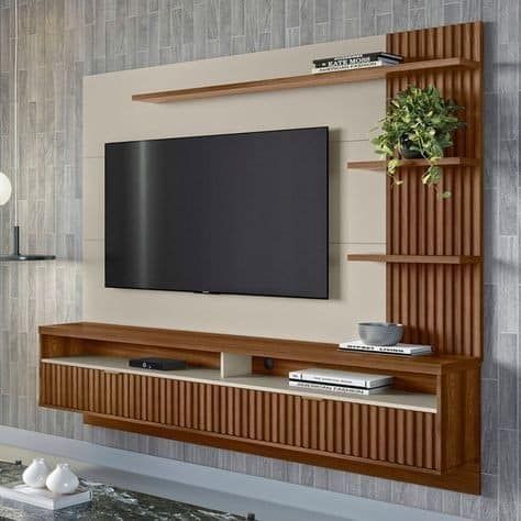 Tv Unit Decor Wooden, Tv Consoles Ideas Living Rooms, Tv Console Ideas Living Rooms, Tv Console Ideas, Tv Cabinet Ideas, Simple Tv Unit Design, Living Room Tv Cabinet Designs, Wooden Tv Console, Wooden Panel Design