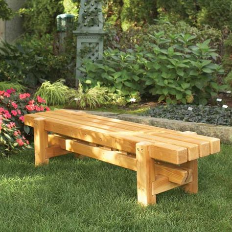 Durable, Doable Outdoor Bench Woodworking Plan — Using only portable power tools, you can turn dimensional lumber into the start of your deck, patio, or garden. Plus, shop for easy-to-find materials on Saturday and, by Sunday, you'll be sitting on your own bench that's built to last for years. http://www.woodstore.net/dudooube.html Outdoor Bench Plans, Wood Bench Plans, Diy Bank, Wood Bench Outdoor, Woodworking Blueprints, Woodworking Plans Pdf, Diy Bench Outdoor, Woodworking Bench Plans, Bank Design