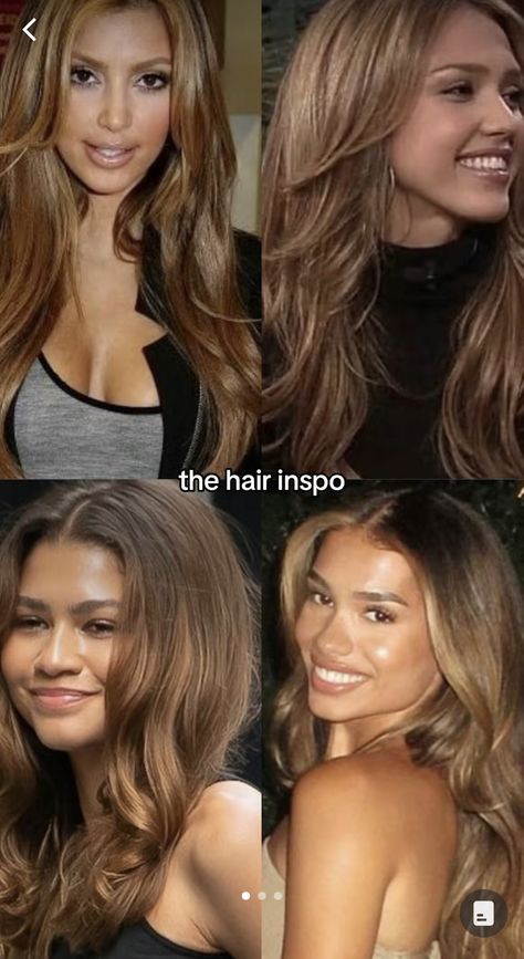 Jessica Alba Color Palette, Zendaya Light Brown Hair, Honey Brown Hair On Tan Skin, Dark Tips Hair, Jessica Alba Hair Color Honey, Blond Hair For Brown Skin, Warm Brown Hair With Highlights Caramel Honey Brunettes, Honey Blonde Hair On Tan Skin, Accent Highlights Dark Hair