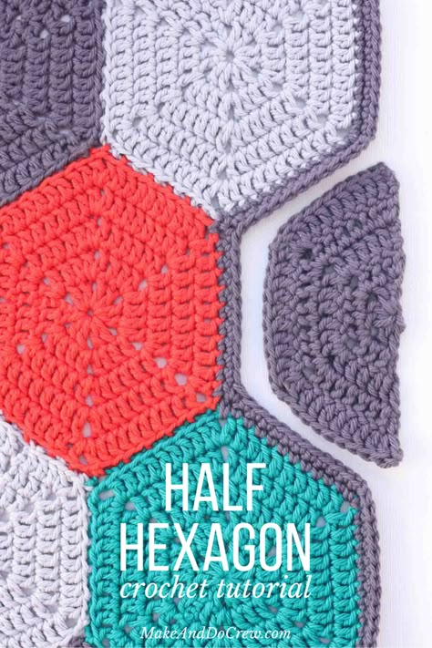 Crochet Granny Hexagon Pattern, Crochet Half Hexagon Pattern Free, Half Hexagon Crochet Pattern, Crochet Half Hexagon, Half Hexagon Crochet, Hexagon Afghan, Crochet Granny Hexagon Blanket, Crochet Hexagon Blanket Pattern Free, Crochet Hexagon Granny Square Blanket