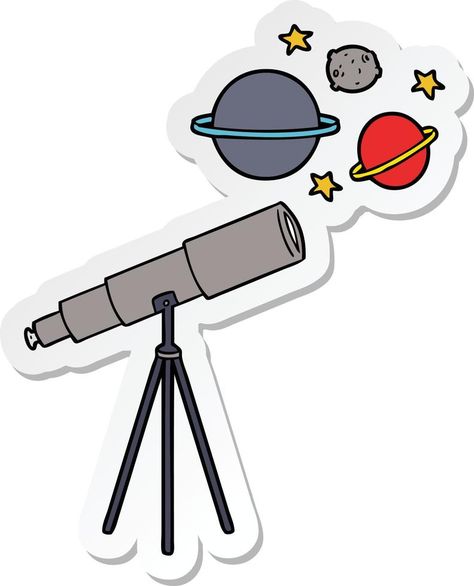 sticker of a cartoon telescope Telescope Sticker, Telescope Illustration, Telescope Drawing, Space Clipart, Space Stickers, Science Clipart, Space Doodles, Easy Drawing Steps, Cute Bunny Pictures