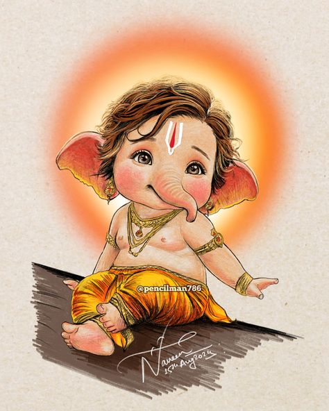 Bal Ganesha 🙏🌺 Ganapati Bappa Morya🌸 “🌟✨ Little Ganesha, the cutest blessing! 💖 Embracing the joy and innocence of new beginnings. Let’s celebrate the power of love, wisdom, and a sprinkle of mischief! 🌼🙏 #BabyGanesha #DivineCutie #BlessingsInDisguise” #balganesh #balganesha #ganesha Pencil Artwork of #lordganesha as kid 🥹 #ganpati #ganpatibappamorya 🙏🏻 #ganesh #gajanan #ganeshchaturthi #ganeshfestival Follow @pencilman786 👈🏻 if you like my #artwork [ Bal Ganesh, Cute Bal Ganesha , ... Ganesha Art Cute, God Cute Wallpaper, Ganesh Ji Cute Drawing, Cute Bappa Images, New Beginning Illustration, Ganapati Pics, Ganpati Pencil Sketch, Ganesh Cute Images, Bal Ganesh Cute