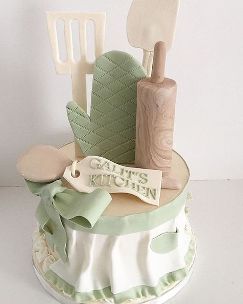 Kitchen Bridal Shower Cake  on Cake Central Cake Paris, Cooking Theme, Chef Cake, Kitchen Bridal Shower, Baking Theme, Cake With Fondant, Baker Cake, Kitchen Shower, Bridal Shower Cakes