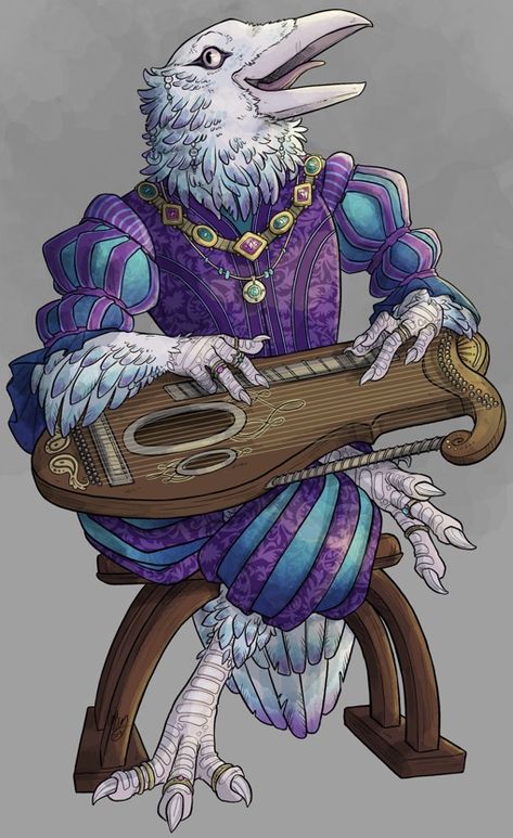 Aarakocra Bard, Bird People, Dnd Races, Dnd Inspiration, D D Character Ideas, Forgotten Realms, Art Library, Dungeons And Dragons Characters, Play Game