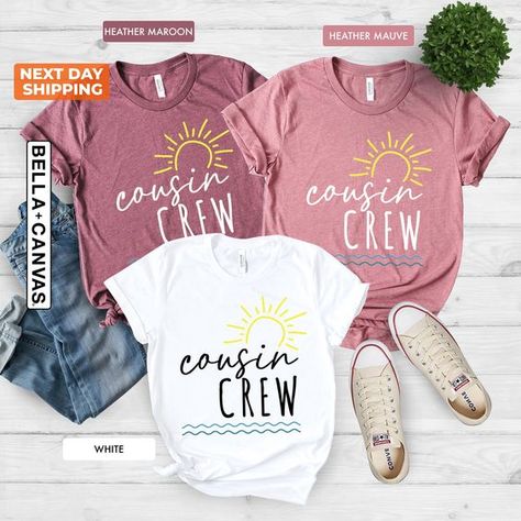 Vacation t-shirt design Cousin Crew Beach Shirts, Cousin Trip Shirt Ideas, Cousin Tshirts, Cousin Vacation, Matching Cousin Shirts, Cousins Shirts, Cousin Squad, Cousin Camp, Birthday Party Gifts