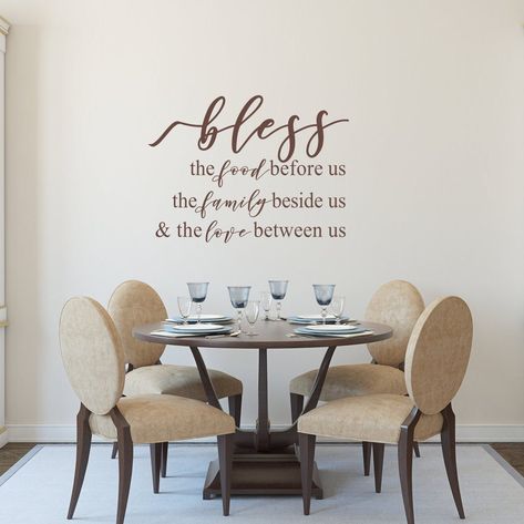 Quotes On Wall, Table Quotes, Vinyl Wall Decals Kitchen, Bless The Food Before Us, Farmhouse Kitchen Wall, Kitchen Wall Decals, Bless The Food, Kids Wall Murals, Between Us