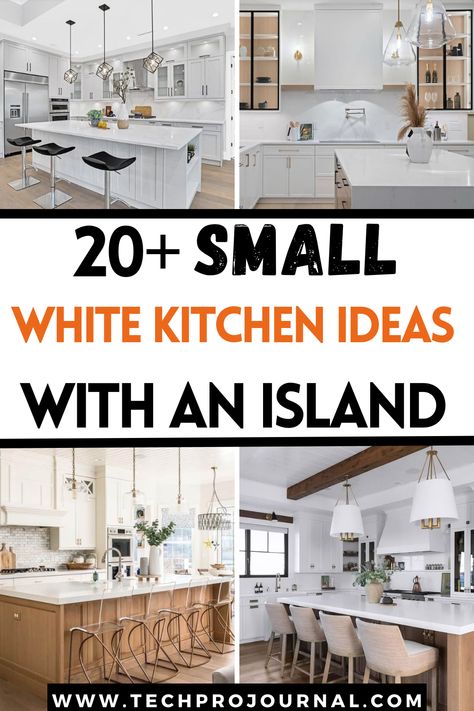 If you’re dreaming of a light and airy space, check out these small white kitchen ideas with an island for a fresh and functional setup. With smart storage solutions and stylish finishes, these small white kitchen ideas with an island transform limited space into a bright, welcoming kitchen. Small White Kitchen Ideas, Small Modern Kitchen Ideas, Small White Kitchen, Farmhouse Breakfast Nook, White Marble Backsplash, Overall Aesthetic, White Kitchen Ideas, Small White Kitchens, Kitchen Island Tops