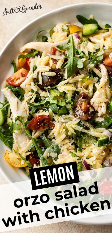 Grilled Chicken Orzo Salad, Lemon Orzo Pasta Salad Recipes, Lemon Chicken Orzo Pasta Salad, Orzo Salad Chicken, Macaroni Grill Orzo Pasta Salad, Lemon Orzo Chicken Salad, Salads With Celery, Chicken Orzo Pasta Salad, Orzo Pasta With Chicken