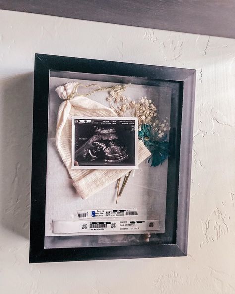 Newborn Box Frame, Ultrasound Picture Frame Ideas, Hospital Shadow Box Newborns, Ultrasound Shadow Box Ideas, Infant Shadow Box Ideas, Shadow Box Baby Boy, Ultrasound Display Ideas, Ivf Shadow Box Ideas, Birth Shadow Box Ideas