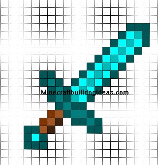 Minecraft diamond sword perler bead pattern Minecraft Swords Diy Template, Pixel Art For Boys, Minecraft Swords Diy, Star Pixel Art, Minecraft Pixel Art Templates, Pixel Template, Minecraft Quilt, Minecraft Diamond, Image Pixel Art