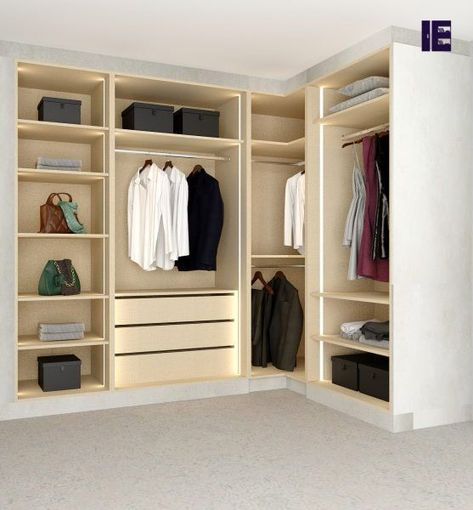 corner wardrobes L Shape Built In Wardrobe, L Shape Corner Wardrobe Design, L Shaped Built In Wardrobe, Wadroob Design Internal, Closet Corner Shelves, L Shape Wardrobe Design Bedroom Modern, L Shaped Closet Designs, L Shaped Wardrobe, L Shaped Closet