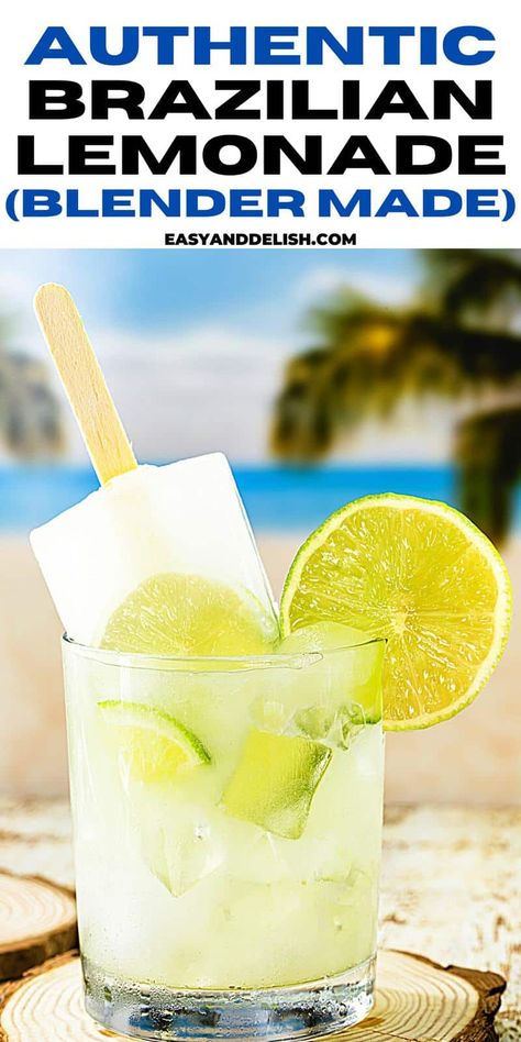 This Brazilian Lemonade Recipe (or Brazilian Limeade because it is actually made out of limes) is a super refreshing drink perfect to enjoy all year round just like caipirinha, especially at summertime.  It is one of those easy Brazilian recipes that is perfect for barbecues, cookouts, and other celebrations and you can pair it perfectly with this Brazilian chicken churrasco! Brazilian Lemonade Recipe, Brazilian Limeade, Book Club Food, Benefits Of Lemon Water, Brazilian Lemonade, Limeade Recipe, Lime Lemonade, Lemon Juice Benefits, Lime Drinks