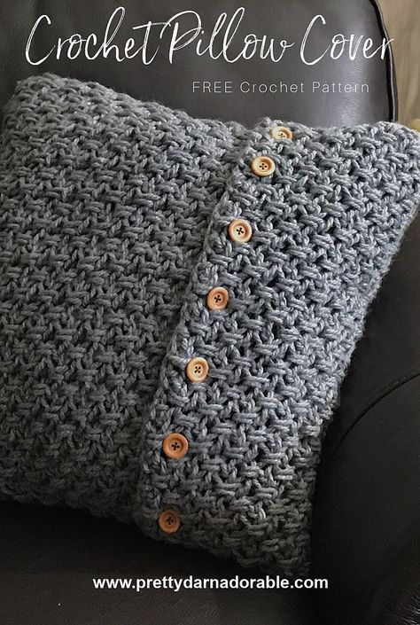 Crochet Pillow Cover With Buttons, 12 X 12 Crochet Pillow Pattern, Free Crochet Throw Pillow Pattern, Crochet Scatter Cushions Free Pattern, Free Pillow Cover Crochet Pattern, Crochet Decorative Pillow Covers, Crochet Couch Cushion Cover, Crocheted Cushion Covers Free Patterns, Crochet Farmhouse Pillow