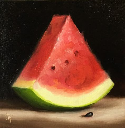 Jane Palmer Art, Watermelon Painting Acrylics, Food Painting Easy, Food Acrylic Painting, Fruit Painting Ideas, Fruit To Paint, Still Life Fruit Painting, Painting Of Fruit, Oil Painting Fruit