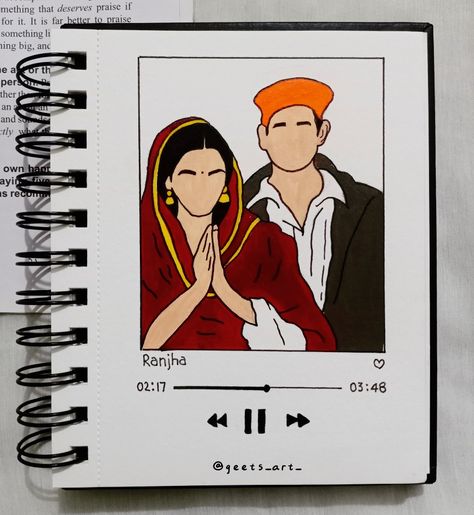 Song Drawings Art Spotify, Mandala Couple Drawing, Bollywood Doodle, Aesthetic Song Drawing, Bollywood Drawing, Spotify Drawing Aesthetic, Spotify Doodle, Spotify Drawing, Spotify Art