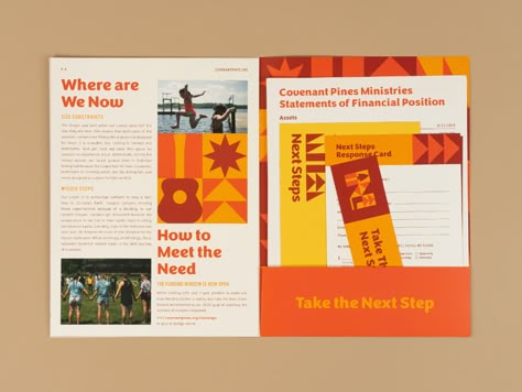 Next Steps Capital Campaign by Andrew Nolan for Malley Design on Dribbble Capital Campaign Design, Capital Campaign Brochure, Event Schedule Design, Marketing Folders, Capability Statement, Brochure Design Layouts, Bible Camp, Brand System, Capital Campaign