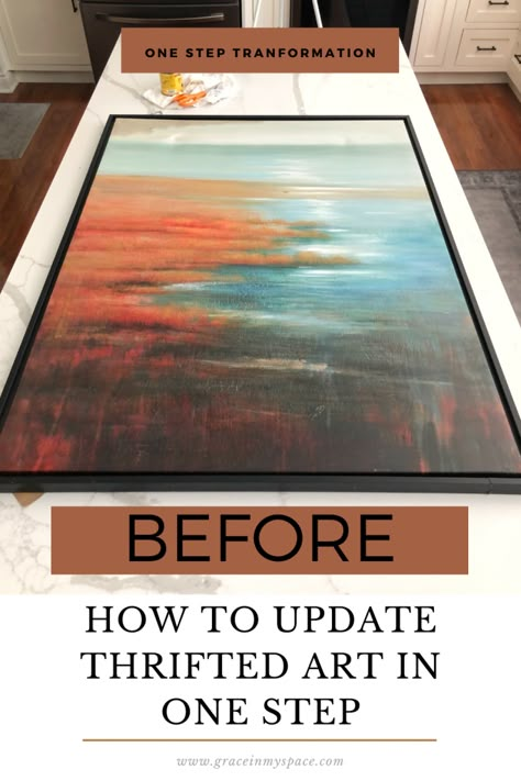 Thrifted art is so easy to come by, but often it needs some TLC! Learn how to update thrift store art with 1 simple step for a vintage look. #fromhousetohaven #thriftedart #thriftstoreart #artDIY #DIYartwork #vintageart #canvasartideas Christmas Tree Drawings, Thrifted Art, Grace In My Space, Christmas Tree Canvas Art, Thrift Store Art, Tree Canvas Art, Tree Drawings, Christmas Tree Canvas, I Spy Diy