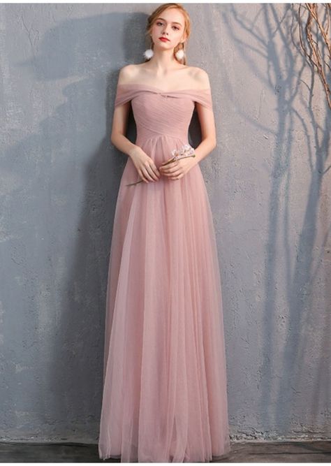 Arianna Dress (Dusty Pink) Korean Bridesmaid Dresses, Hogwarts Script, Blush Pink Fabric, Blush Pink Tulle, Dusty Pink Bridesmaid Dresses, Dress Dusty Pink, Net Gown, Pretty Bridesmaid Dresses, Blush Pink Bridesmaids