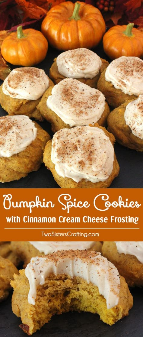 Cookies With Cinnamon, Christmas Dessert Table, Weight Watcher Desserts, Cinnamon Cream Cheese, Pumpkin Spice Cookies, Everything Pumpkin, Cinnamon Cream Cheese Frosting, Fall Foods, Pumpkin Everything