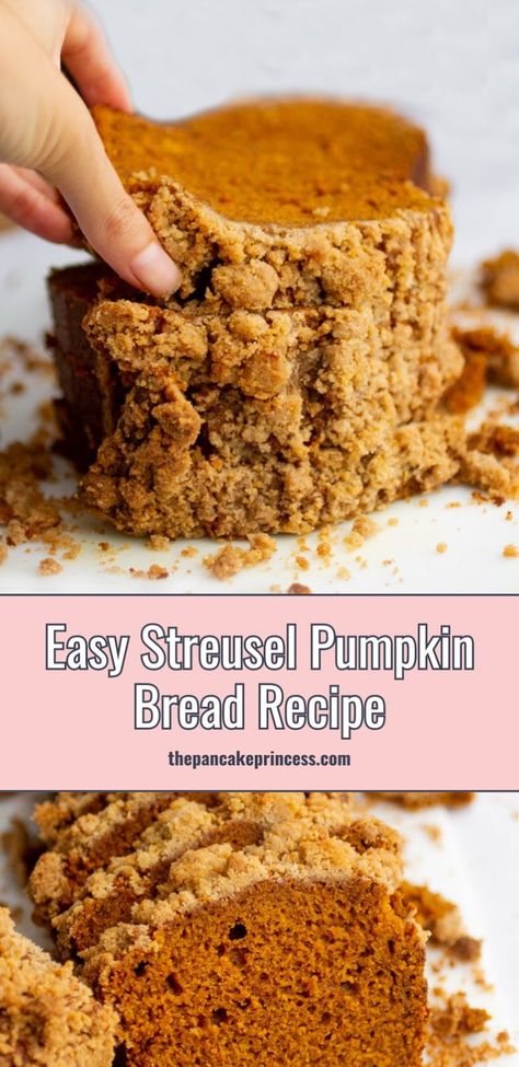 Try this pumpkin bread with crumble topping for a delightful fall treat. This pumpkin streusel loaf offers a perfect balance of flavors and texture. Try this moist pumpkin loaf recipe that doubles as a pumpkin coffee cake. It's very moist pumpkin bread and truly the best pumpkin bread ever. Pumpkin Loaf Recipe, Coffee Cake Loaf, The Best Pumpkin Bread, Baking Fails, Pumpkin Streusel, Best Pumpkin Bread, Pumpkin Coffee Cake, Bread Toppings, Coffee Bread