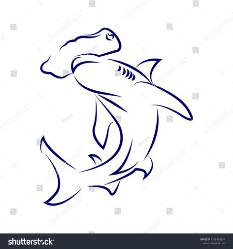 hammerhead shark vector line art, iconic logo illustrator #Ad , #Ad, #vector#line#hammerhead#shark El Wire Diy, Shark Line Art, Hammerhead Shark Drawing, Tattoos For Friends, Shark Tattoo Ideas, Tattoos For Dad, Hammer Heads, Hammerhead Shark Tattoo, Best Leg Tattoos