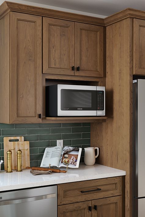 Kitchen Cabinets Microwave Storage, Small Kitchen Oven Cabinet, Microwave Above Countertop, Place For Microwave In Kitchen, Cabinet Mounted Microwave, Microwave Shelves In Kitchen, Microwave In Kitchen Ideas, Microwave Above Sink, Microwave In Upper Cabinet