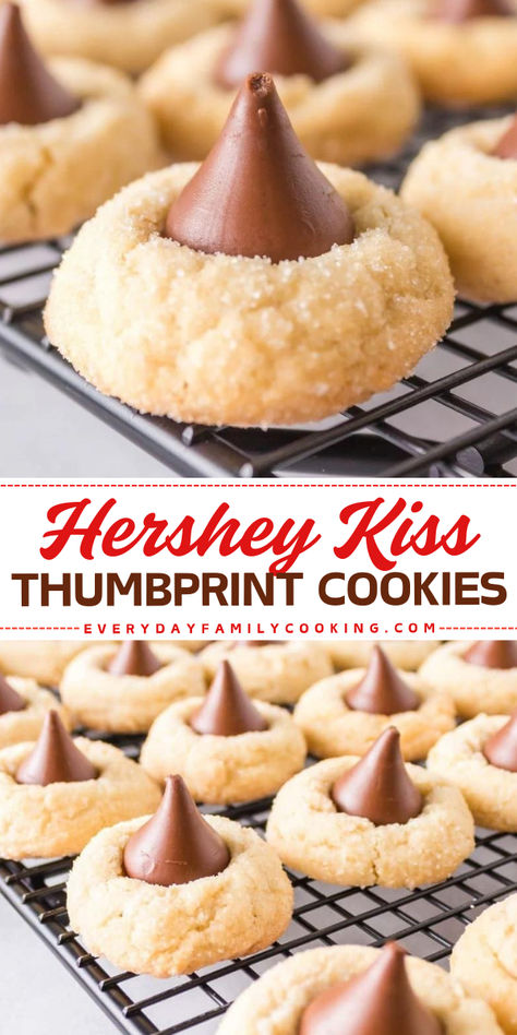 This easy hershey kiss cookie recipe makes the best Christmas cookies! Learn how to make the best shortbread cookies that are buttery and paired with a Hershey kiss to create an instant classic. Make this a staple in your holiday baking! Snickerdoodle Hershey Kiss Cookies, Cookies With The Hershey Kiss, Tag Along Cookie Recipe, Peanut Cookies With Hershey Kiss, Hersheys Thumbprint Cookies, Thumbprint Cookies Recipe Cream Cheeses, How To Make Christmas Cookies Recipe, Easy Cookie Press Cookies, Homemade Cookie Recipes Easy