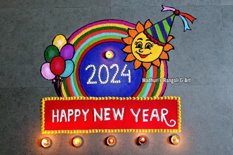 Happy Newyear Rangoli Designs, Happy Bhogi Rangoli Designs, Newyear Rangoli 2025 Designs, Happy New Year 2025 Rangoli, 2025 New Year Rangoli Designs, New Year Rangoli Ideas, Newyear Rangoli Designs, New Year Rangoli Design Cartoon, Rangoli Design For New Year